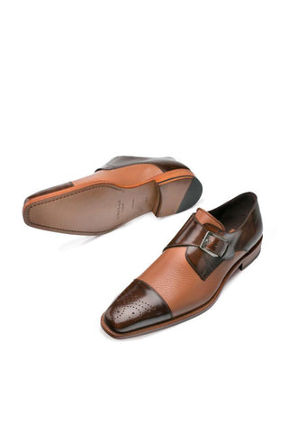 Mezlan Phoenix Leather & Deer Single Monk-Strap