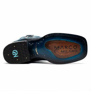 Marco Di Milano Missouri Men's Shoes Black & Blue Genuine Python / Calf-Skin Leather Cowboy Boot (MDM1212)
