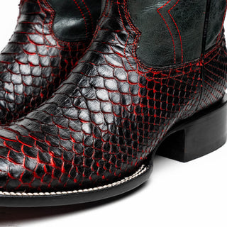 Marco Di Milano Missouri Men's Shoes Black Cherry Genuine Python / Calf-Skin Leather Cowboy Boot (MDM1212)