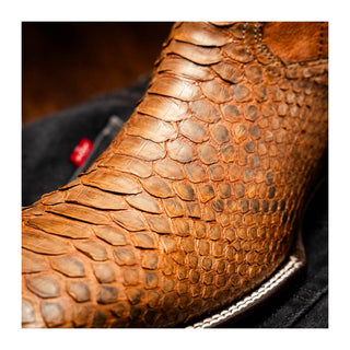 Marco Di Milano Missouri Men's Shoes Cognac Exotic Python Skin Cowboy Boot (MDM1243)