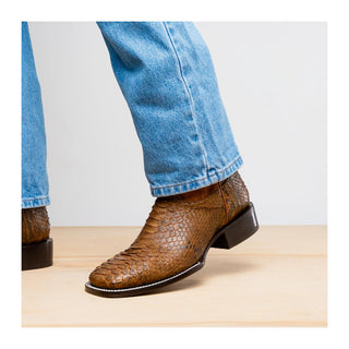 Marco Di Milano Missouri Men's Shoes Cognac Exotic Python Skin Cowboy Boot (MDM1243)