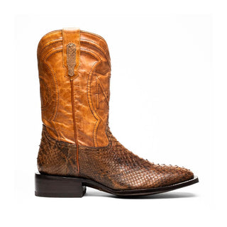 Marco Di Milano Missouri Men's Shoes Cognac Exotic Python Skin Cowboy Boot (MDM1243)