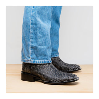 Marco Di Milano Missouri Men's Shoes Stone White Exotic Python Skin Cowboy Boot (MDM1242)