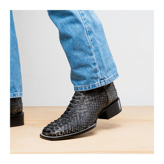 Marco Di Milano Missouri Men's Shoes Stone White Exotic Python Skin Cowboy Boot (MDM1242)