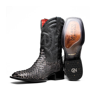 Marco Di Milano Missouri Men's Shoes Stone White Exotic Python Skin Cowboy Boot (MDM1242)