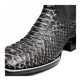 Marco Di Milano Missouri Men's Shoes Stone White Exotic Python Skin Cowboy Boot (MDM1242)