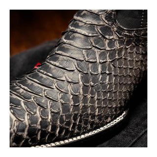Marco Di Milano Missouri Men's Shoes Stone White Exotic Python Skin Cowboy Boot (MDM1242)
