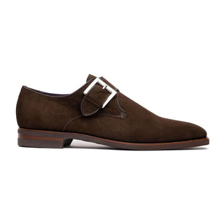 Zelli Italia Hebilla Men's Shoes Dark Brown Calf-Skin Suede Single Monk-Strap (ZEL1076)