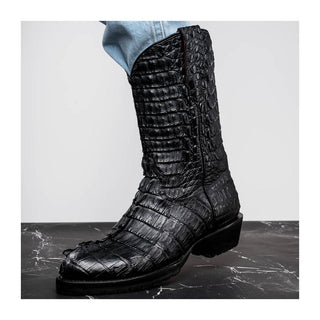 Marco Di Milano Marlboro Men's Shoes Black Exotic Crocodile / Hornback Cowboy Boots (MDM1203)