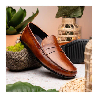 Zelli Italia Monza Men's Shoes Cognac Calf-Skin Leather Driver (ZEL1046)