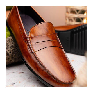 Zelli Italia Monza Men's Shoes Cognac Calf-Skin Leather Driver (ZEL1046)