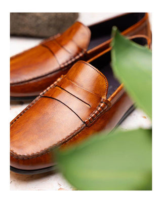 Zelli Italia Monza Men's Shoes Cognac Calf-Skin Leather Driver (ZEL1046)