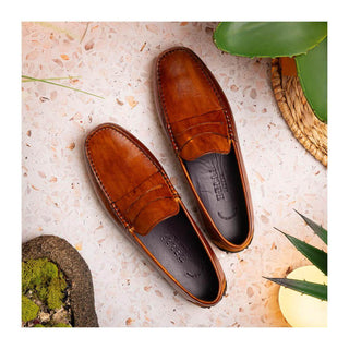 Zelli Italia Monza Men's Shoes Cognac Calf-Skin Leather Driver (ZEL1046)