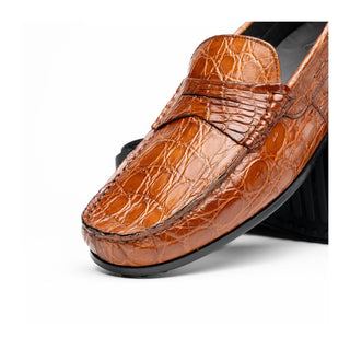 Zelli Italia Monza Men's Shoes Cognac Crocodile Skin Driver (ZEL1043)
