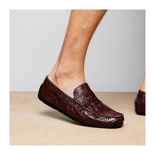 Zelli Italia Monza Men's Shoes Nicotine Crocodile Skin Driver (ZEL1043)