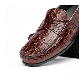 Zelli Italia Monza Men's Shoes Nicotine Crocodile Skin Driver (ZEL1043)