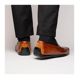 Zelli Italia Monza Men's Shoes Cognac Calf-Skin Leather Driver (ZEL1046)