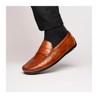 Zelli Italia Monza Men's Shoes Cognac Calf-Skin Leather Driver (ZEL1046)