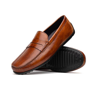 Zelli Italia Monza Men's Shoes Cognac Calf-Skin Leather Driver (ZEL1046)