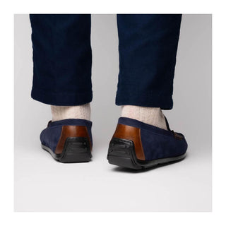 Zelli Italia Monza Men's Shoes Navy & Chesnut Calf-Skin Suede Driver (ZEL1045)
