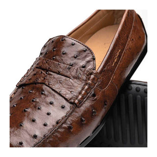 Zelli Italia Monza Men's Shoes Brown Ostrich Skin Driver (ZEL1047)