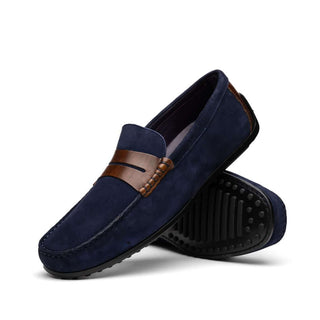 Zelli Italia Monza Men's Shoes Navy & Chesnut Calf-Skin Suede Driver (ZEL1045)