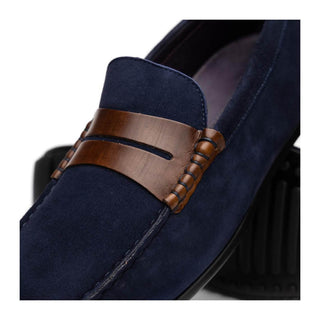 Zelli Italia Monza Men's Shoes Navy & Chesnut Calf-Skin Suede Driver (ZEL1045)