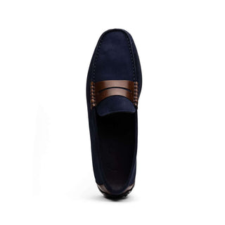 Zelli Italia Monza Men's Shoes Navy & Chesnut Calf-Skin Suede Driver (ZEL1045)