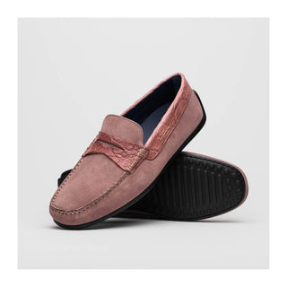 Zelli Italia Monza Men's Shoes Candy Calf-Skin Suede & Crocodile Skin Driver (ZEL1044)