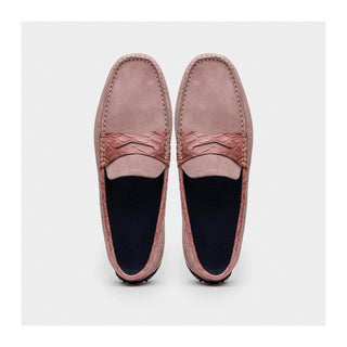 Zelli Italia Monza Men's Shoes Candy Calf-Skin Suede & Crocodile Skin Driver (ZEL1044)