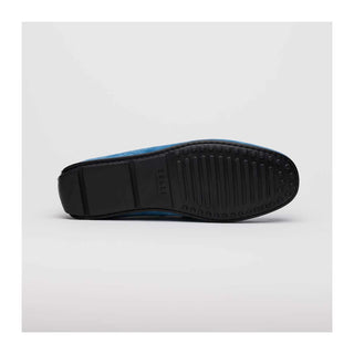 Zelli Italia Monza Men's Shoes Denim Calf-Skin Suede & Crocodile Skin Driver (ZEL1044)