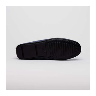 Zelli Italia Monza Men's Shoes Navy Calf-Skin Suede & Crocodile Skin Driver (ZEL1044)