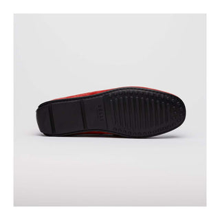 Zelli Italia Monza Men's Shoes Red Calf-Skin Suede & Crocodile Skin Driver (ZEL1044)