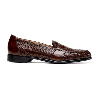 Zelli Italia Nicola Men's Shoes Brown Woven Calf-Skin Leather Penny Loafer (ZEL1021)