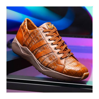 Marco Di Milano Nino Men's Shoes Bay Apache Genuine Caiman Crocodile Fashion Sneaker (MDM1107)