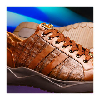 Marco Di Milano Nino Men's Shoes Bay Apache Genuine Caiman Crocodile Fashion Sneaker (MDM1107)