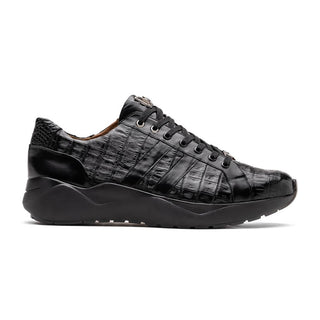 Marco Di Milano Nino Men's Shoes Black Genuine Caiman Crocodile Fashion Sneaker (MDM1108)
