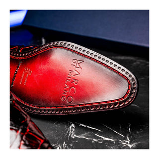 Marco Di Milano Olivieri Men's Shoes Blackcherry Exotic Pirarucu Skin Oxford (MDM1248)