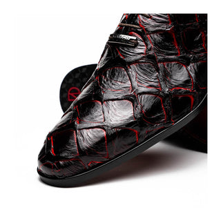 Marco Di Milano Olivieri Men's Shoes Blackcherry Exotic Pirarucu Skin Oxford (MDM1248)