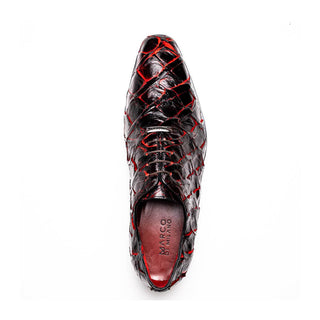 Marco Di Milano Olivieri Men's Shoes Blackcherry Exotic Pirarucu Skin Oxford (MDM1248)