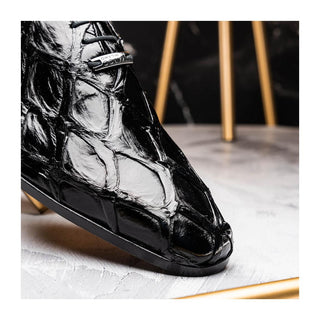 Marco Di Milano Olivieri Men's Shoes Black Exotic Pirarucu Leather Whole cut Oxfords (MDM1201)