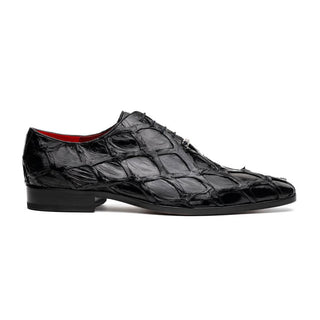 Marco Di Milano Olivieri Men's Shoes Black Exotic Pirarucu Leather Whole cut Oxfords (MDM1201)