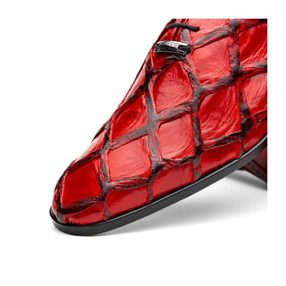 Marco Di Milano Olivieri Men's Shoes Red Exotic Pirarucu Leather Whole cut Oxfords (MDM1028)