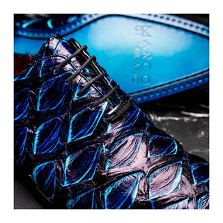 Marco Di Milano Olivieri Men's Shoes Royal Blue Exotic Pirarucu Skin Oxford (MDM1249)