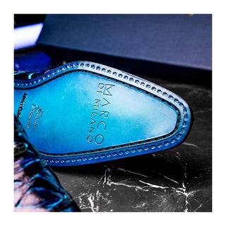Marco Di Milano Olivieri Men's Shoes Royal Blue Exotic Pirarucu Skin Oxford (MDM1249)