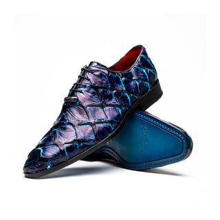 Marco Di Milano Olivieri Men's Shoes Royal Blue Exotic Pirarucu Skin Oxford (MDM1249)
