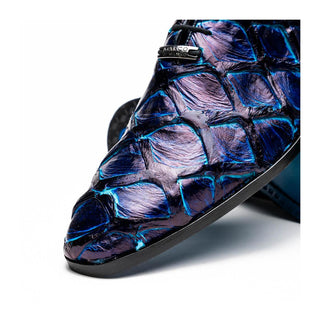 Marco Di Milano Olivieri Men's Shoes Royal Blue Exotic Pirarucu Skin Oxford (MDM1249)