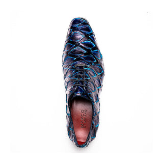 Marco Di Milano Olivieri Men's Shoes Royal Blue Exotic Pirarucu Skin Oxford (MDM1249)