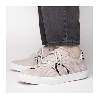 Zelli Italia Olympias Men's Shoes Gray Python Skin / Suede Goat-Skin Sneaker (ZEL1058)