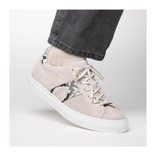 Zelli Italia Olympias Men's Shoes Gray Python Skin / Suede Goat-Skin Sneaker (ZEL1058)
